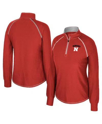 Colosseum Women's Scarlet Nebraska Huskers Bikram Raglan Quarter-zip Sweatshirt In Red