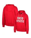 Colosseum Women's Scarlet Ohio State Buckeyes Reflection Rhinestone Drawcord Pullover Hoodie In Scarlet
