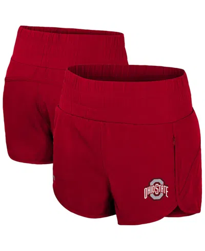 Colosseum Scarlet Ohio State Buckeyes Stop By Smocked High Waist Shorts In Red