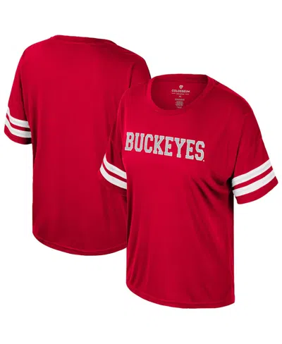 Colosseum Women's Scarlet Ohio State Buckeyes Treasure Oversized Sequin T-shirt