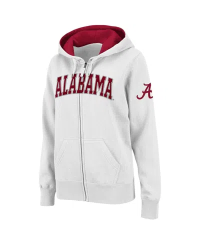 Colosseum Stadium Athletic White Alabama Crimson Tide Arched Name Full-zip Hoodie