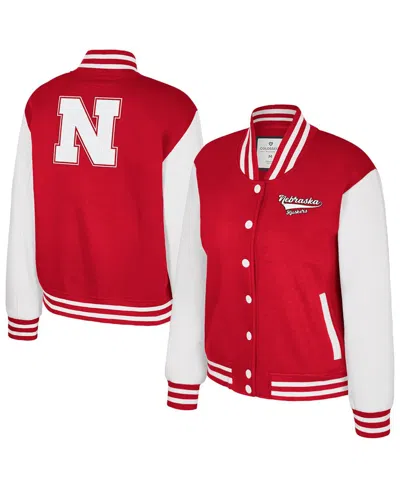 Colosseum Women's Texas Scarlet Nebraska Huskers French Baguette Full Snap Fleece Jacket In Red