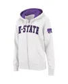 Colosseum Women's White Kansas State Wildcats Arched Name Full-zip Hoodie In White