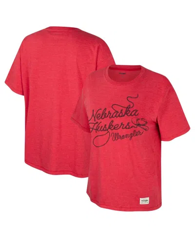 Colosseum X Wrangler Women's Scarlet Nebraska Huskers Lasso Oversized T-shirt In Red