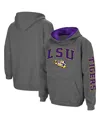 Colosseum Youth  Charcoal Lsu Tigers 2-hit Team Pullover Hoodie In Charcoal