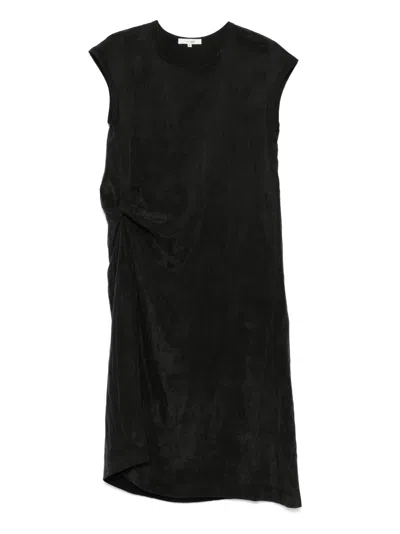 Colour 5 Power Crinkled-finish Midi Dress In Black