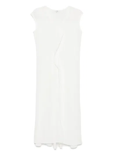 Colour 5 Power Slub-texture Midi Dress In White