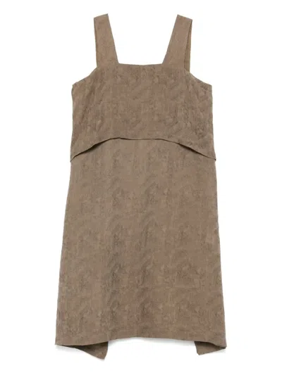 Colour 5 Power Textured Midi Dress In Brown