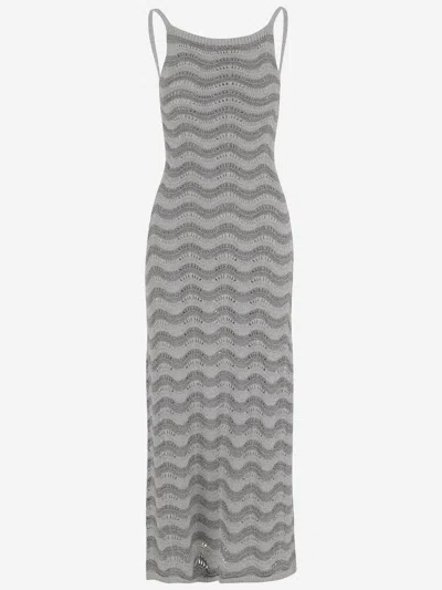 Colour Market® Colour Market Viscose Blend Dress With Wavy Pattern In Gray