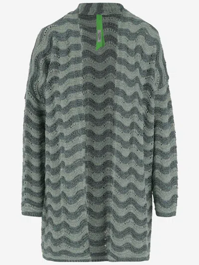Colour Market® Colour Market Viscose Blend Open Front Cardigan With Wavy Pattern In Green