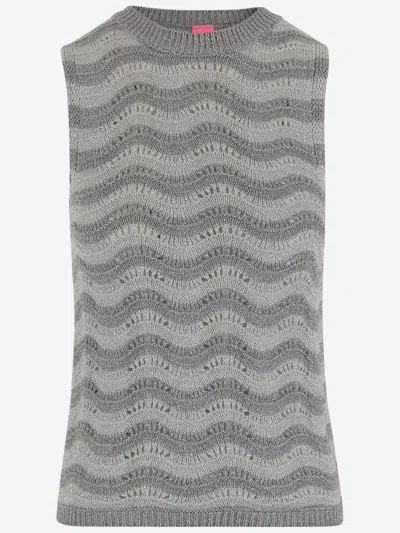 Colour Market® Colour Market Viscose Blend Top With Wavy Pattern In Gray
