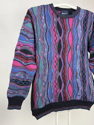 Pre-owned Coloured Cable Knit Sweater X Coogi Babista Coogi Style Vintage Multicolor Knit Sweater 90's (size Large)