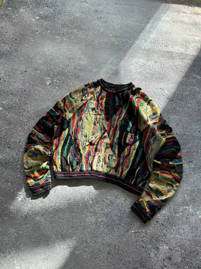 Pre-owned Coloured Cable Knit Sweater X Coogi Vintage Coogi Australia Sweater B.i.g Style Retro Crewneck (size Small) In Multicolor