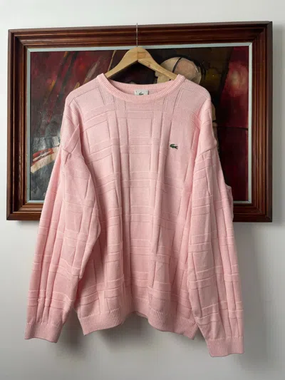 Pre-owned Coloured Cable Knit Sweater X Lacoste Vintage Sweater Knit Casual Light Pink 90's Hype (size Xl)