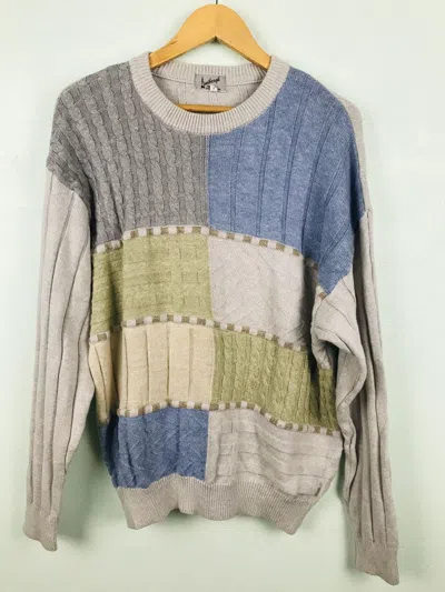 Pre-owned Coloured Cable Knit Sweater X Lindbergh Patchwork Cable Knit Sweater - Gh1519 In Multicolor