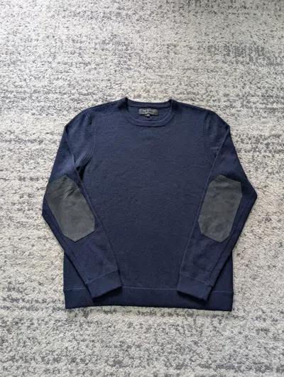 Pre-owned Coloured Cable Knit Sweater X Rag Bone New York Solid Navy Crewneck Sweater