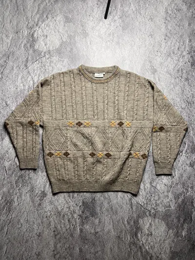 Pre-owned Coloured Cable Knit Sweater X Vintage 90's Dad Fisherman Japan Style Abstract Swetaer In Beige