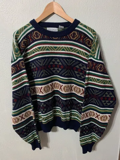 Pre-owned Coloured Cable Knit Sweater X Vintage Ripple Band Knit Sweater In Navy