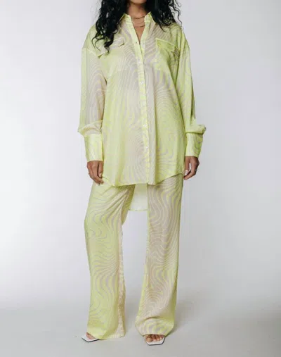 Colourful Rebel Cosmic Aura Satin Pants In Lime In Green
