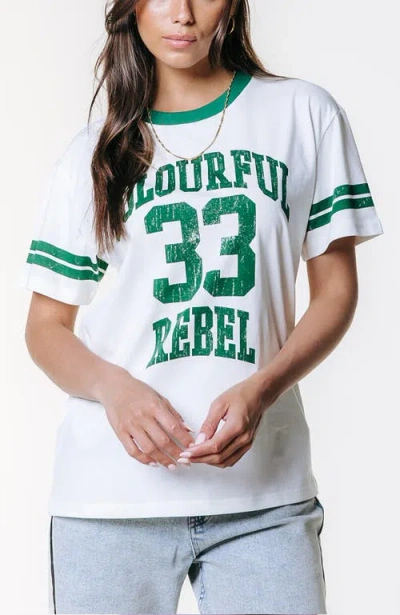 Colourful Rebel Cr 33 Stripe Loosefit Tee In White