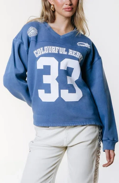 Colourful Rebel Cr 33 Washed Baseball Sweat In Blue