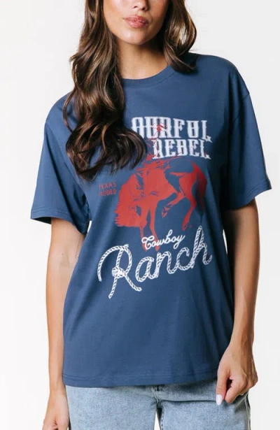 Colourful Rebel Cr Ranch Loosefit Tee In Blue