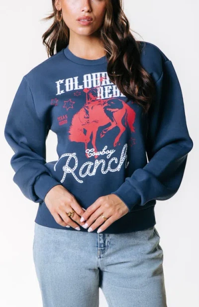 Colourful Rebel Cr Ranch Relaxed Sweat In Blue