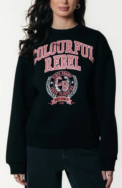 Colourful Rebel Cr Varsity Relaxed Sweat In Black