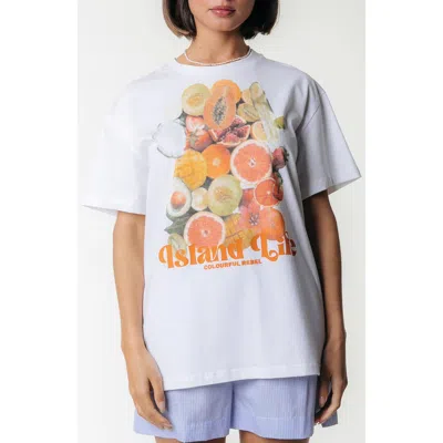 Colourful Rebel Island Life Loosefit Tee In White