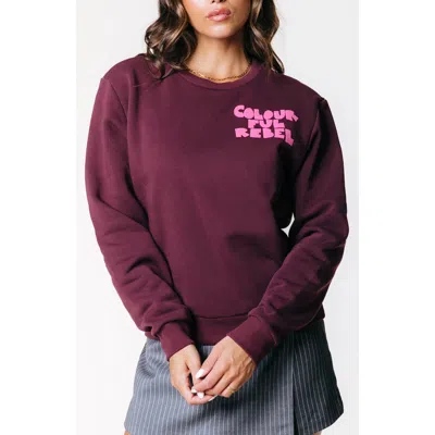 Colourful Rebel Logo Wave Puff Relaxed Sweat Port Red