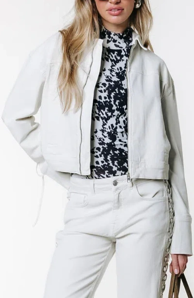 Colourful Rebel Olaine Braided Sleeve Denim Blouse In White