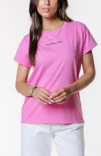 Colourful Rebel Uni Logo Boxy Tee In Pink