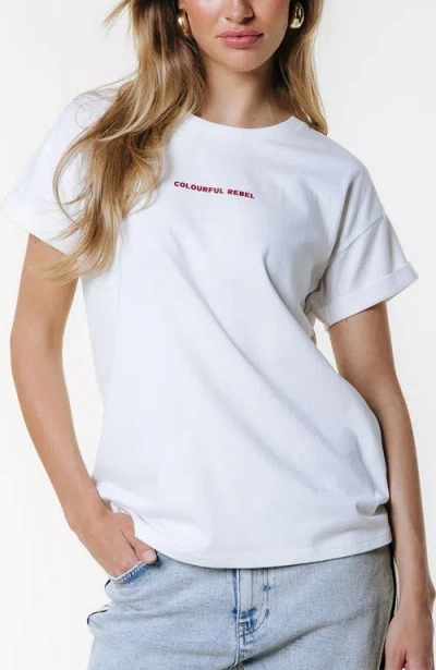 Colourful Rebel Uni Logo Boxy Tee In White