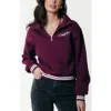 Colourful Rebel Uni Striped Cuff Zip Sweat In Burgundy