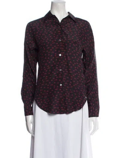Pre-owned Colovos Polka Dot Print Long Sleeve Button-up Top In Black