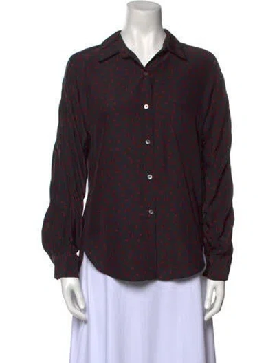 Pre-owned Colovos Printed Long Sleeve Button-up Top In Black