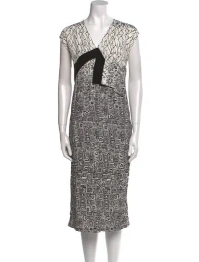 Pre-owned Colovos Printed Midi Length Dress In Black