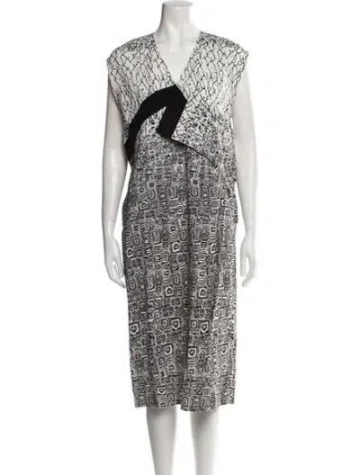 Pre-owned Colovos Printed Midi Length Dress In Black