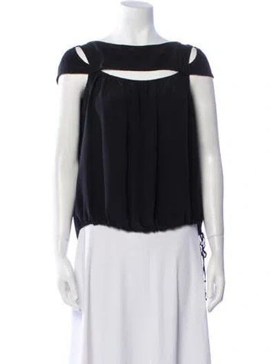 Pre-owned Colovos Silk Bateau Neckline Blouse In Black