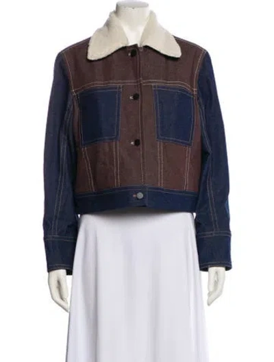 Pre-owned Colovos Striped Denim Jacket In Blue