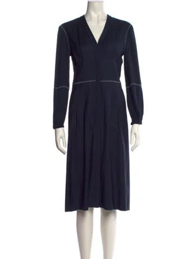 Pre-owned Colovos Virgin Wool Midi Length Dress In Blue