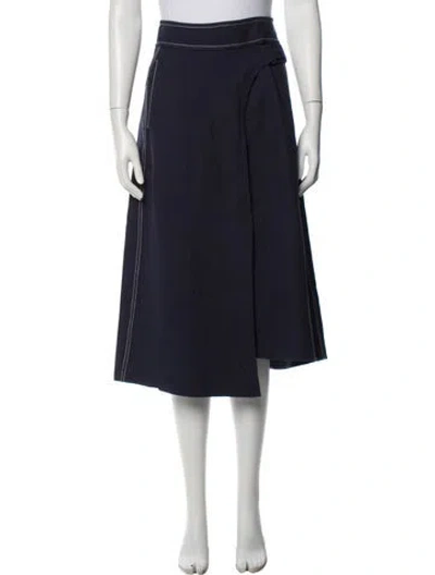Pre-owned Colovos Virgin Wool Midi Length Skirt In Blue