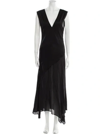Pre-owned Colovos V-neck Long Dress In Black