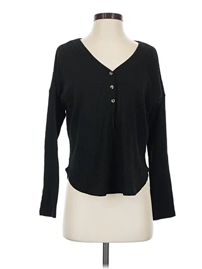 Pre-owned Colsie Long Sleeve Henley Shirt In Black