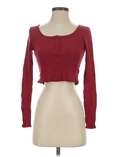 Pre-owned Colsie Long Sleeve Henley Shirt In Burgundy