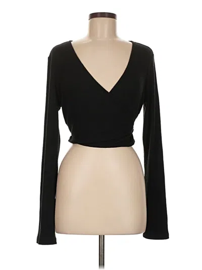 Pre-owned Colsie Long Sleeve Top Black Plunge Neckline Tops