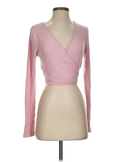 Pre-owned Colsie Long Sleeve Top Pink Plunge Neckline Tops