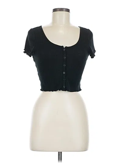 Pre-owned Colsie Short Sleeve Henley Shirt In Black