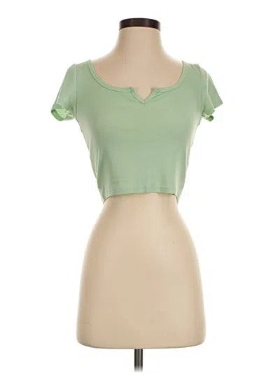 Pre-owned Colsie Short Sleeve Top Green Sweetheart Neckline Tops
