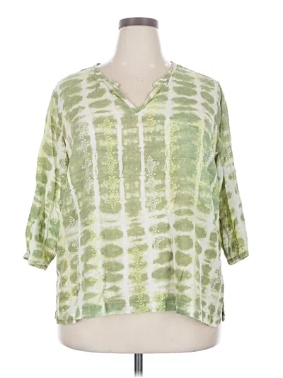 Pre-owned Columbia 3/4 Sleeve Blouse In Green